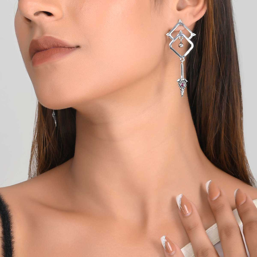 Oxidized Silver Dangle Earrings