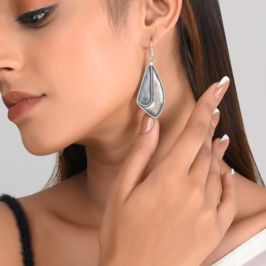 Oxidized Silver Retrix Earrings