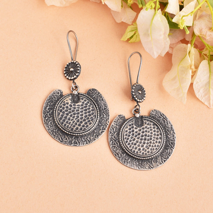 Buy Oxidized Silver Full Moon Earrings Online in India โ MCJ Jewels