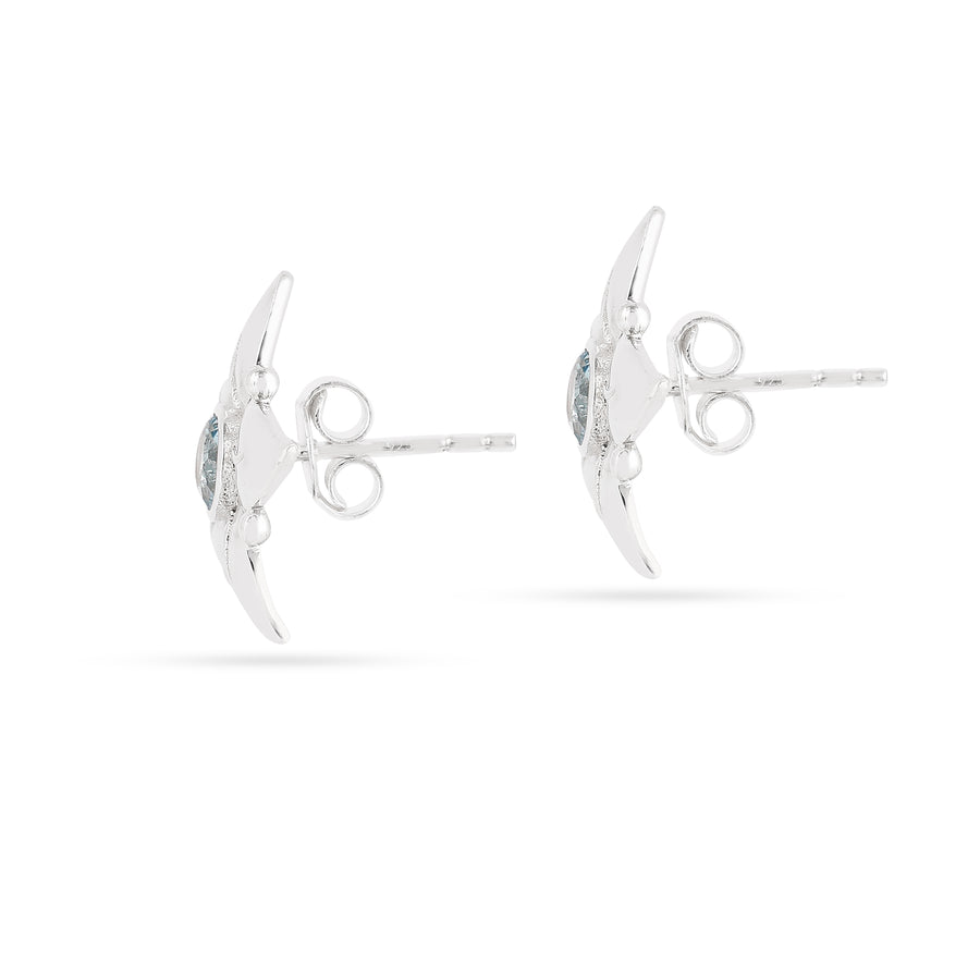 Quora Blue Topaz 925 Silver Stud Earring
