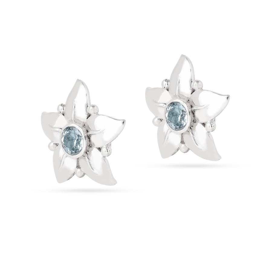 Quora Blue Topaz 925 Silver Stud Earring