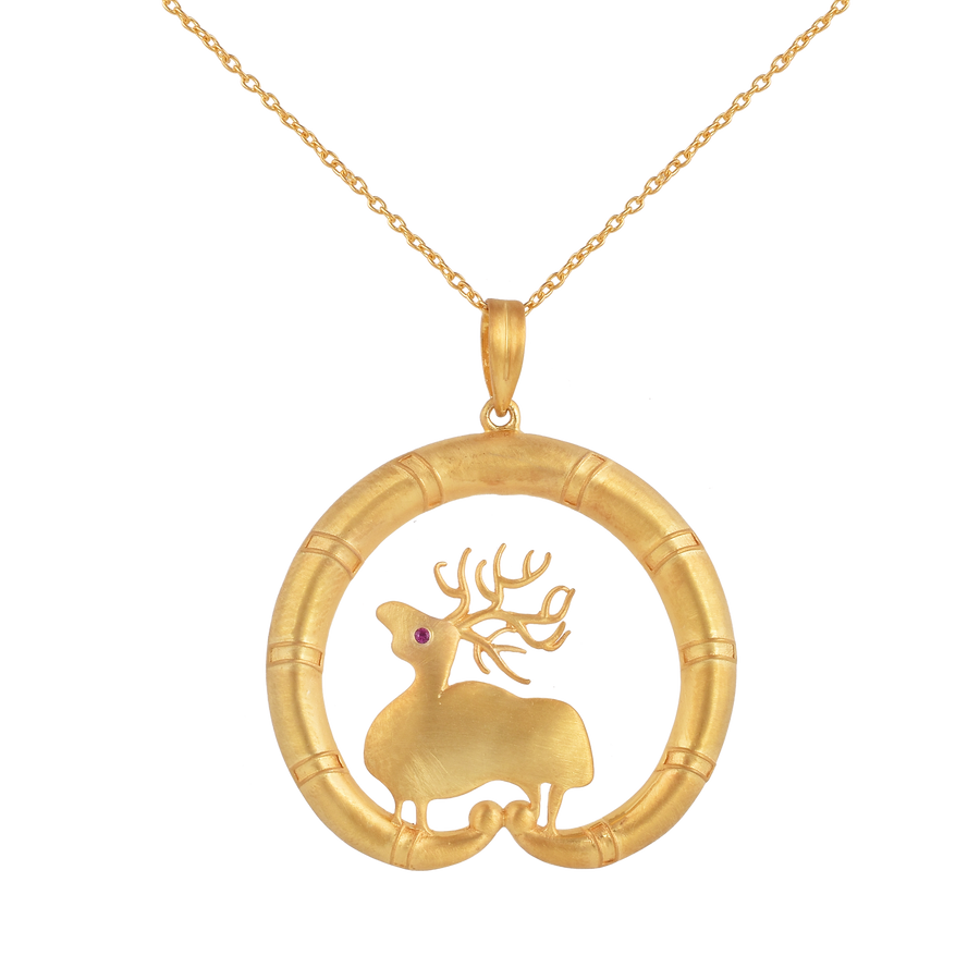 Silver Gold Plated Buck Pendant with Chain