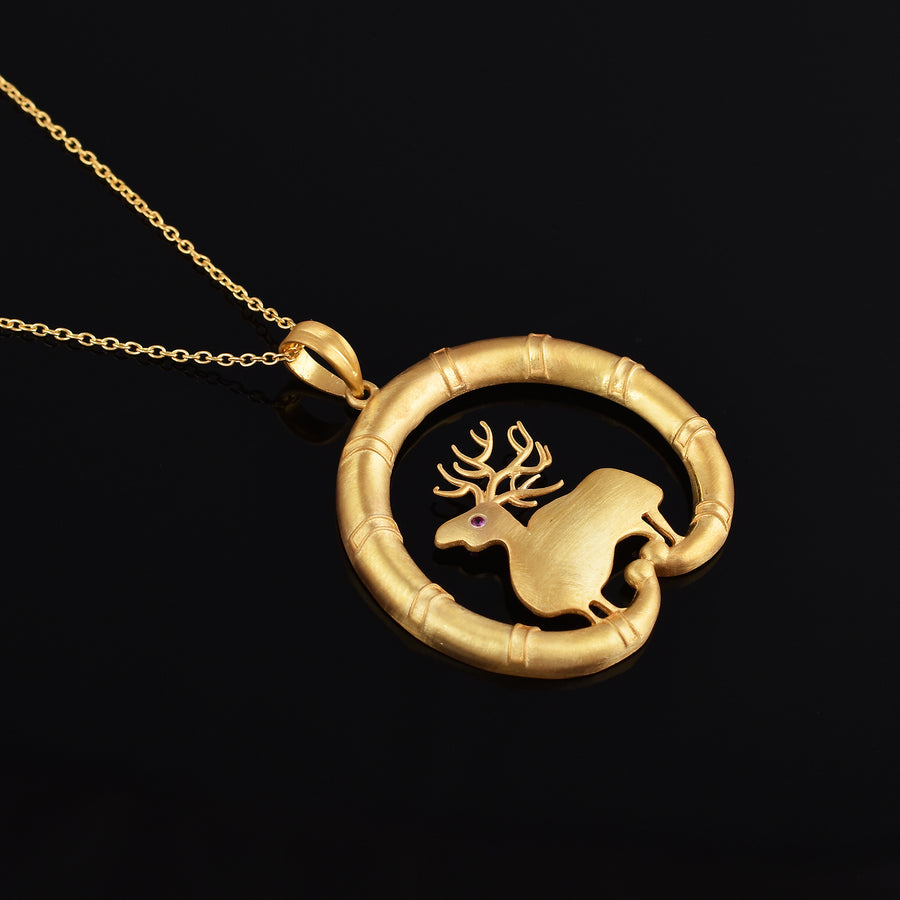 Silver Gold Plated Buck Pendant with Chain