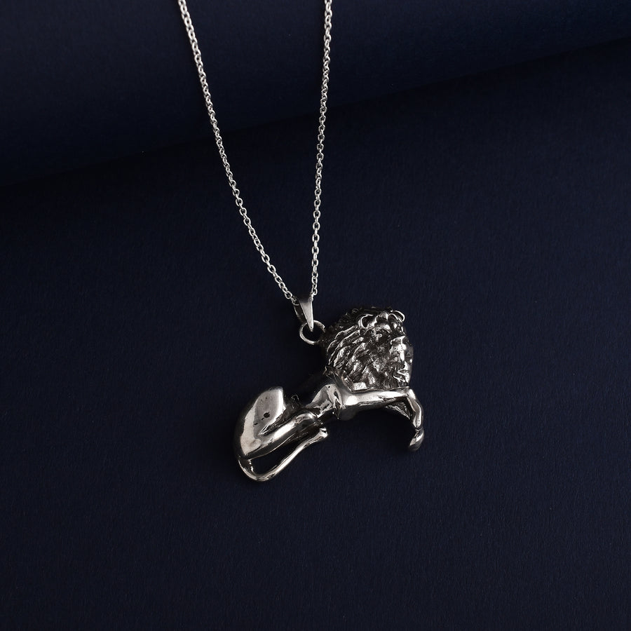 Silver Leo Pendant with Chain