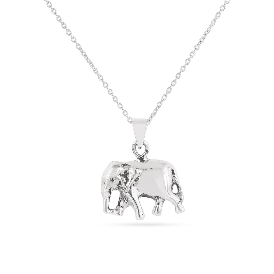 Silver Oxidized Elephant Charm Pendant