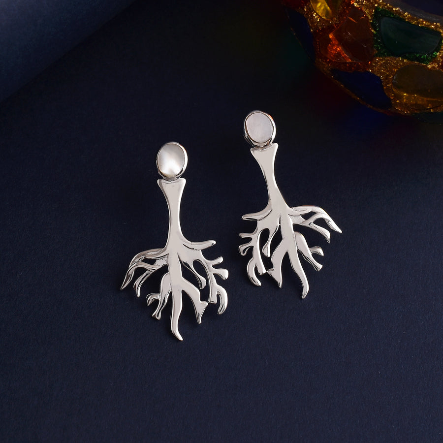 Silver Tree of Life MOP Earrings