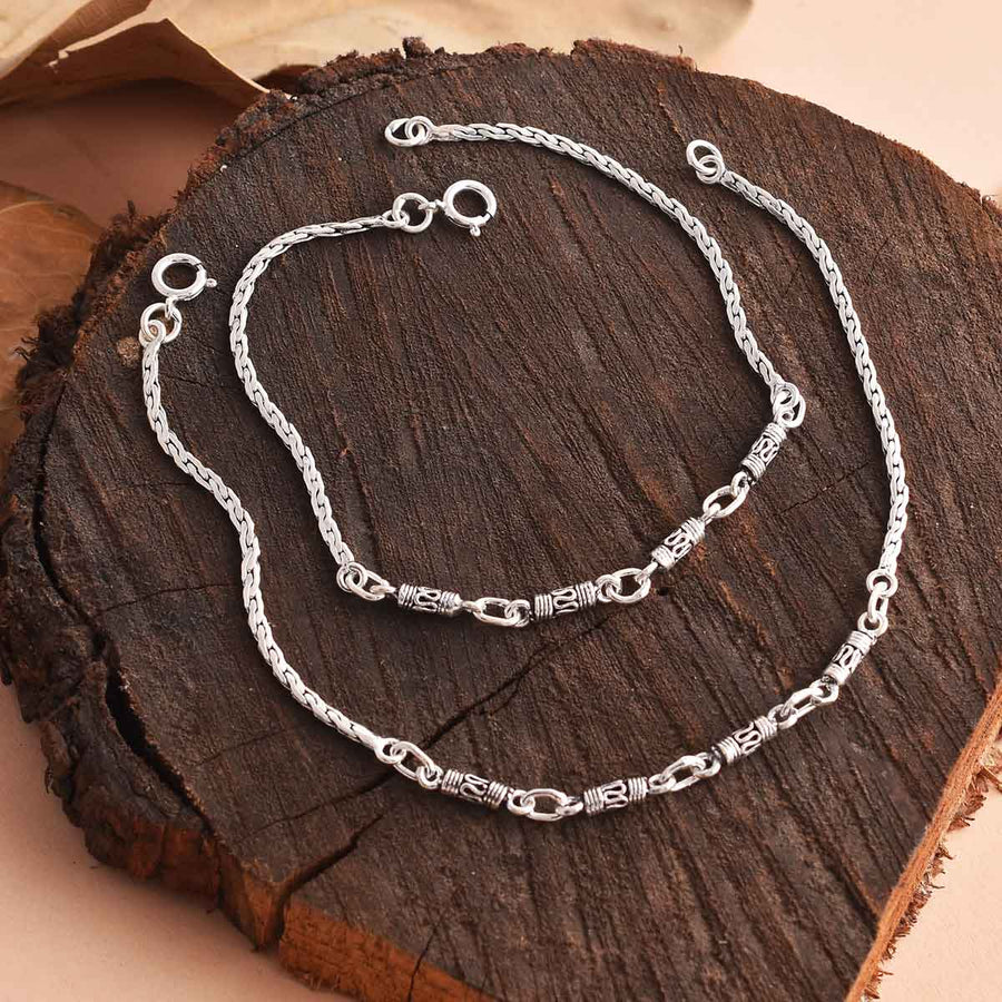 Sterling Silver Bar Chain Anklet