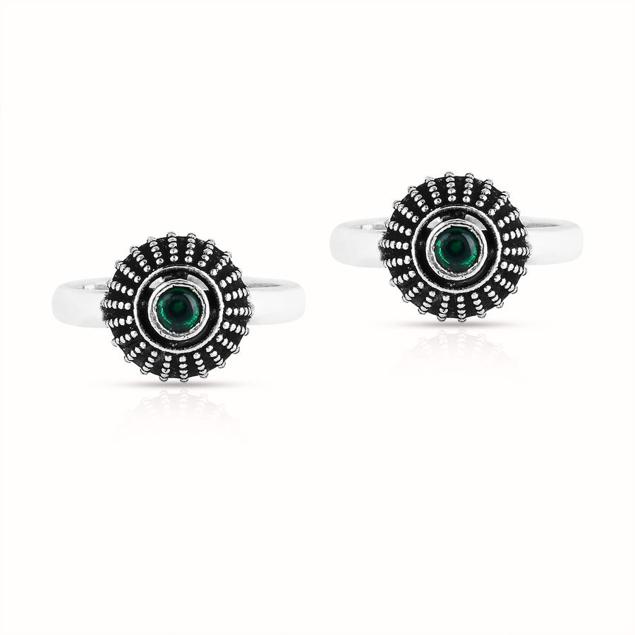 Sterling Silver Emerald Toe Ring