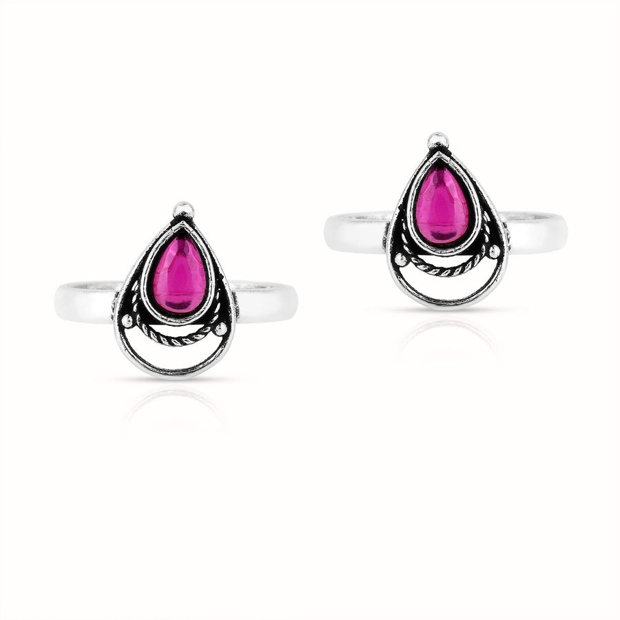 Sterling Silver Pink Ruby Toe Rings