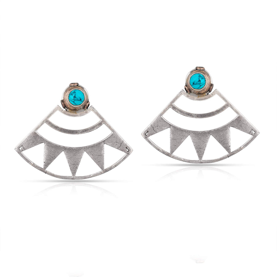 Sterling Silver Triangle Turquoise Earrings