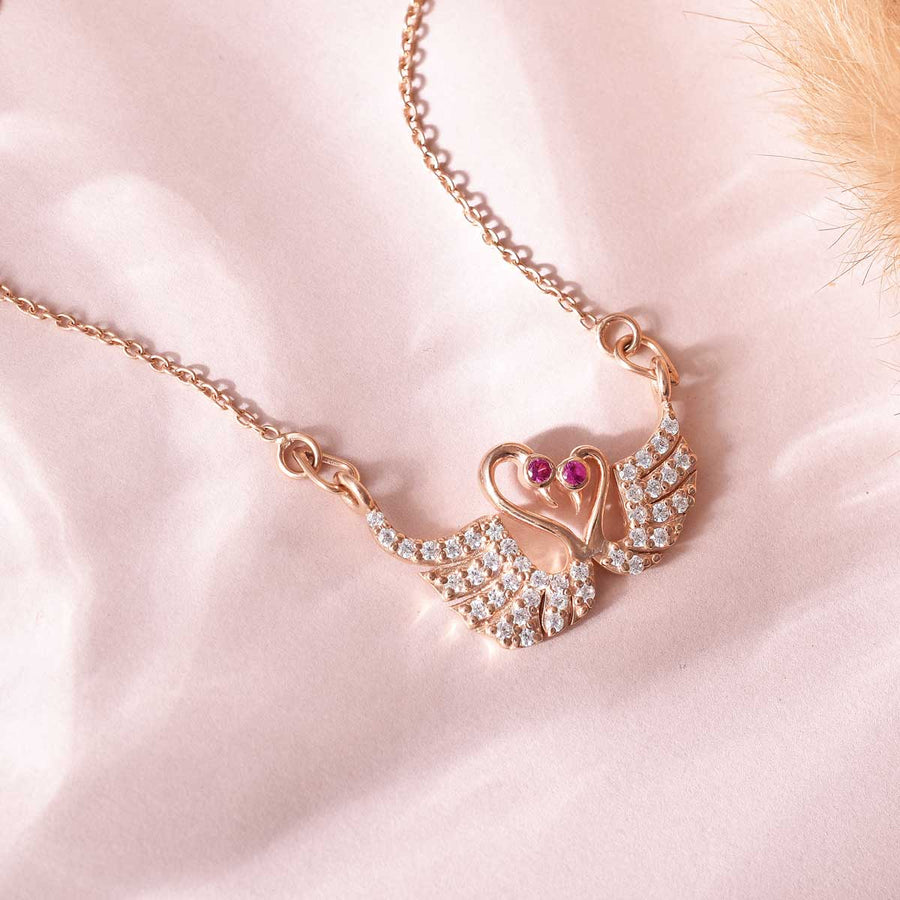 Swan Love Silver CZ Pendant