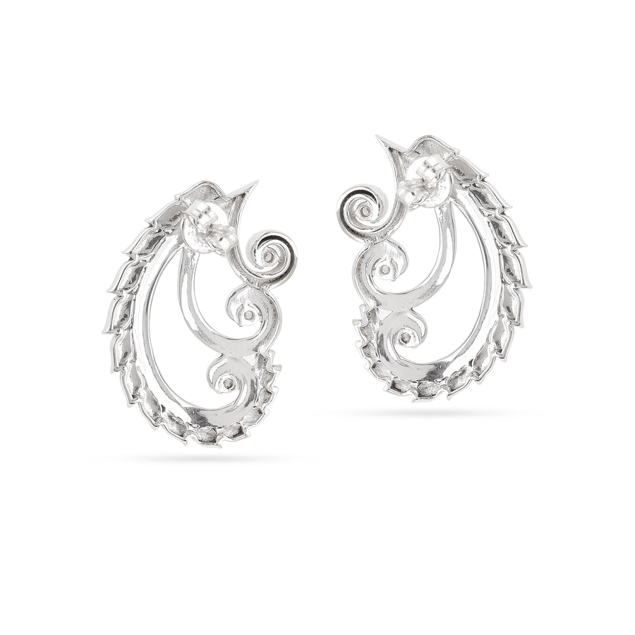 Swirl Zircon 925 Silver Stud Earrings