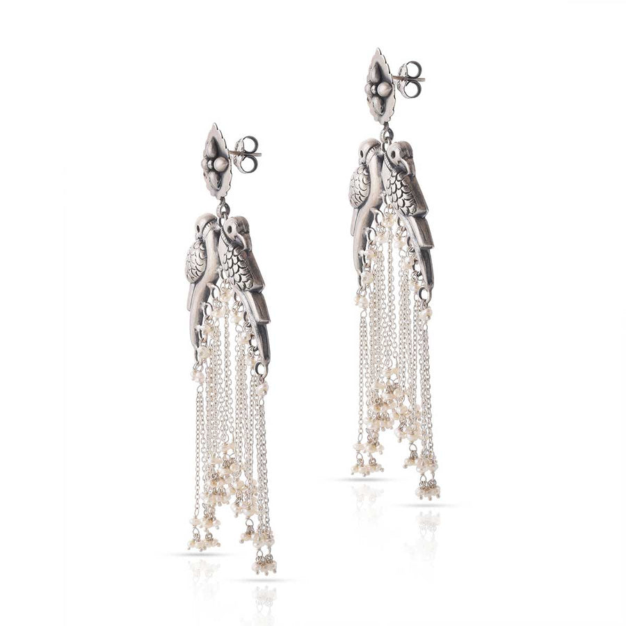 Waterfall Pearl Silver Earrings