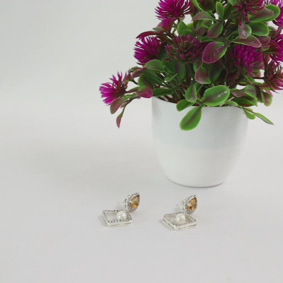 925 Sterling Silver Zirconia Pearl Drop Earrings5